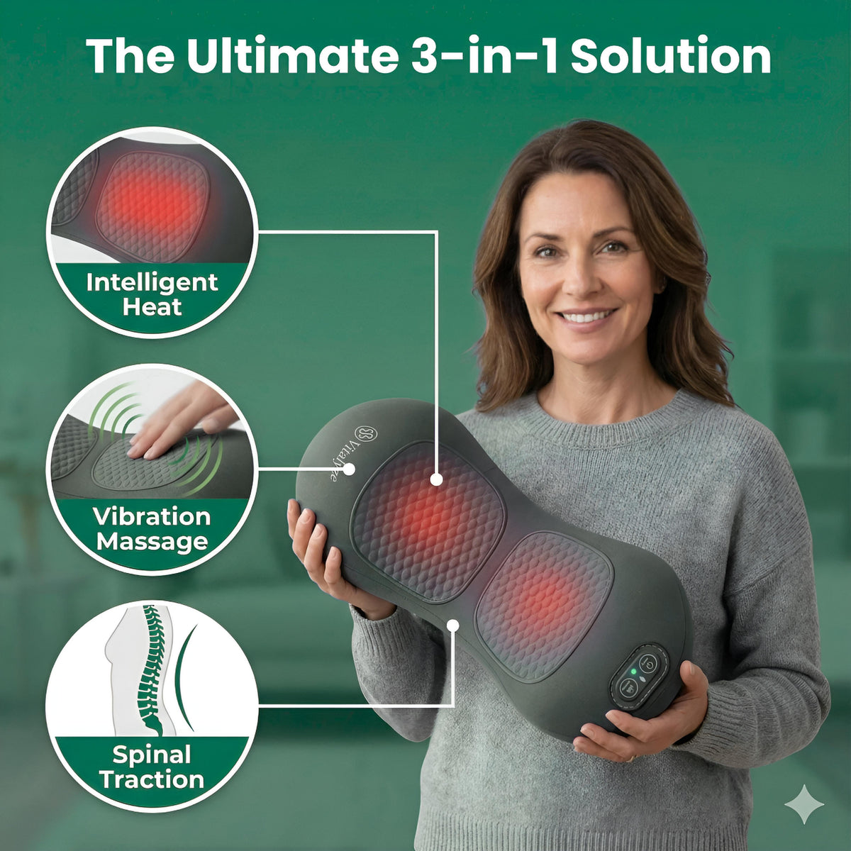Vitalyze Back Pro - Triple Fusion Massager for Back Pain Relief
