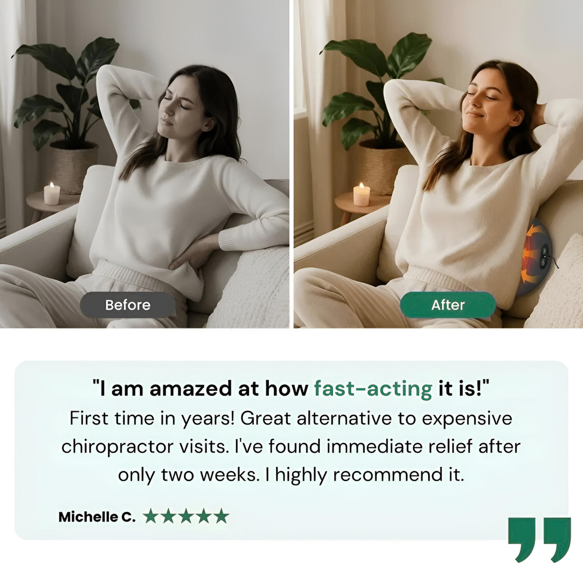 Vitalyze Back Pro - Triple Fusion Massager for Back Pain Relief