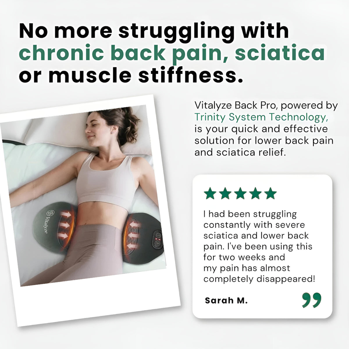 Vitalyze Back Pro - Triple Fusion Massager for Back Pain Relief