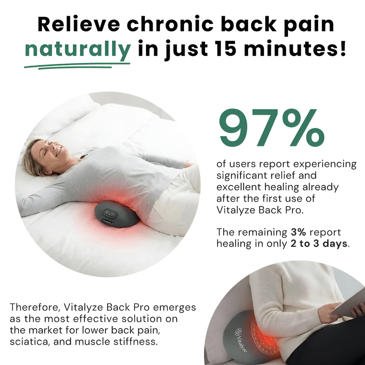 Vitalyze Back Pro - Triple Fusion Massager for Back Pain Relief