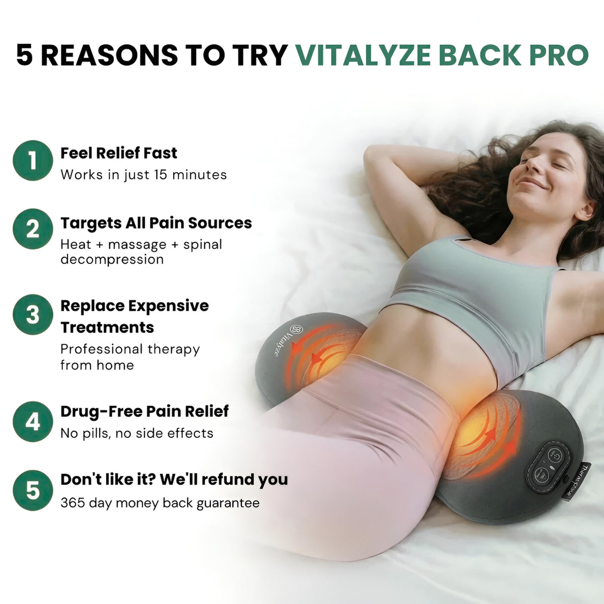 Vitalyze Back Pro - Triple Fusion Massager for Back Pain Relief
